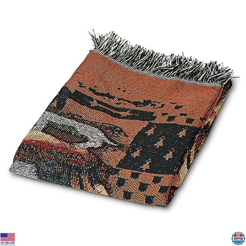 Hufflepuff Crest Woven Tapestry Throw Blanket 48"x60" Unique Home Décor Gift