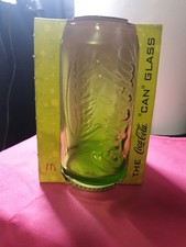 McDonalds Coca-Cola Can Shaped Drinking Glass 2009 Yellow/Lime Collectable