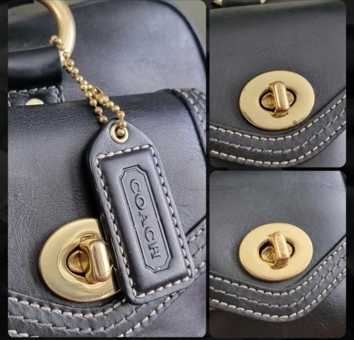 Vintage Coach 1808 Legacy Gallery Black Calf Leather Turnlock