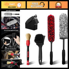 5-Pack Wheel Cleaning Kit, Bendable Rim Cleaner, Effective Tire Brush Set, Red