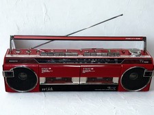 SANYO MR-WU4L Mini Doppio Boombox Rosso Retrò Radio Cassetta Perfettamente Funzionante