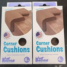 KidKusion Corner Cushions, Brown, lot of 2 packs