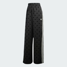 Adidas Women Satin Polka Dot Wide Leg Pants Black Asian Size KV1169