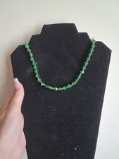 17 inch Green Glass beaded necklace