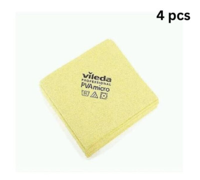 Vileda Professional 38 x 35 cm PVA micro Microfibre Cloth Yellow x 4pcs
