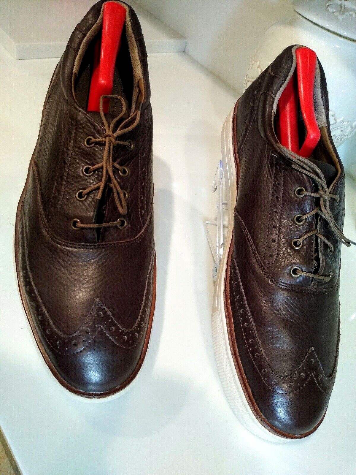 SAOLA Hush Puppies suola in gomma resistente da uomo in pelle marrone taglia 15 Oxford stringata