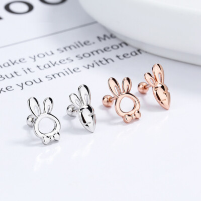 Ohrstecker Hase Karotte Silber 925 Schraubverschluss Damen Mädchen Ostern