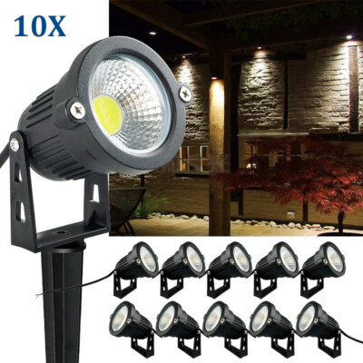 10X LED Landscape Spotlights Low Voltage 12volt 5W Cool/Warm White Garden IP65