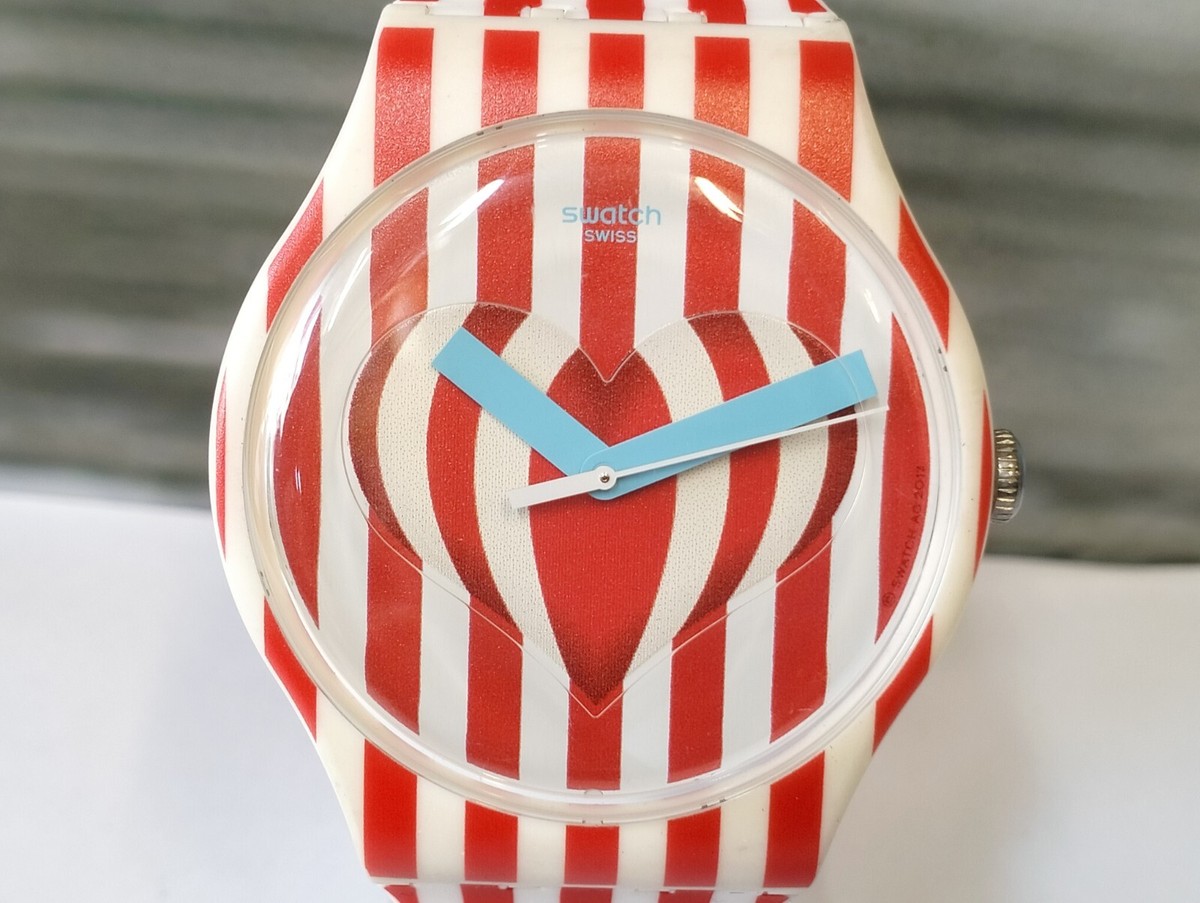 SWATCH QUARTZ HEARTS RED & WHITE DIAL SWISS UNISEX FULL WORKING