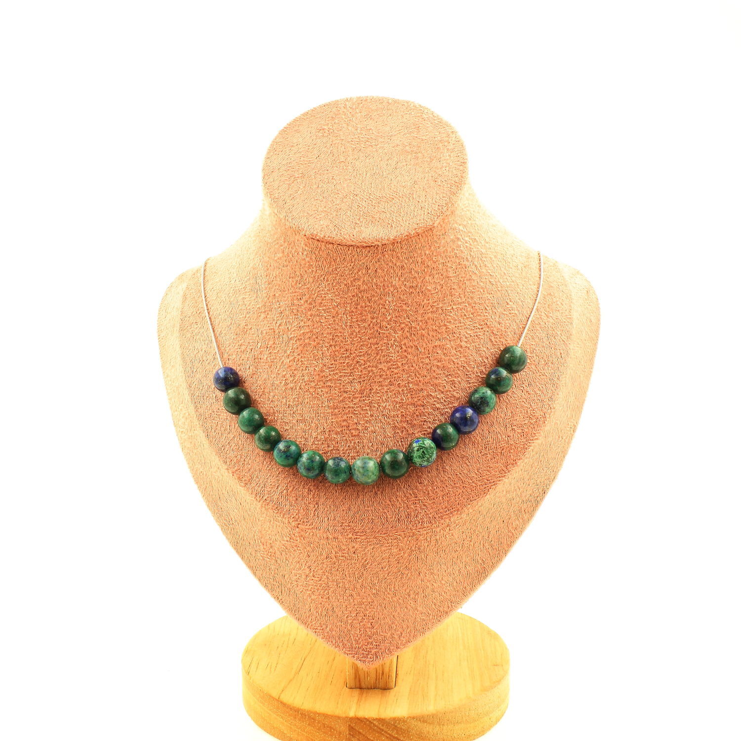 Collier azurite chrysocolle 15 perles 8 mm, le cadeau idéal pour les passionnées de minéraux