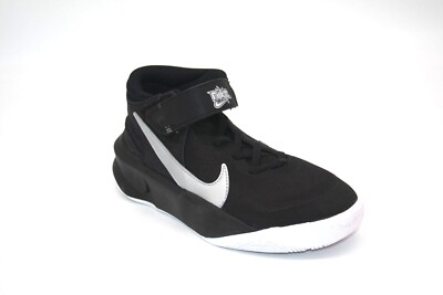 NIKE TEAM HUSTLE D 10 FLYEASE BASKETBALL SHOES DD7303-004 BLACK/MTL/SL BIG  KIDS'