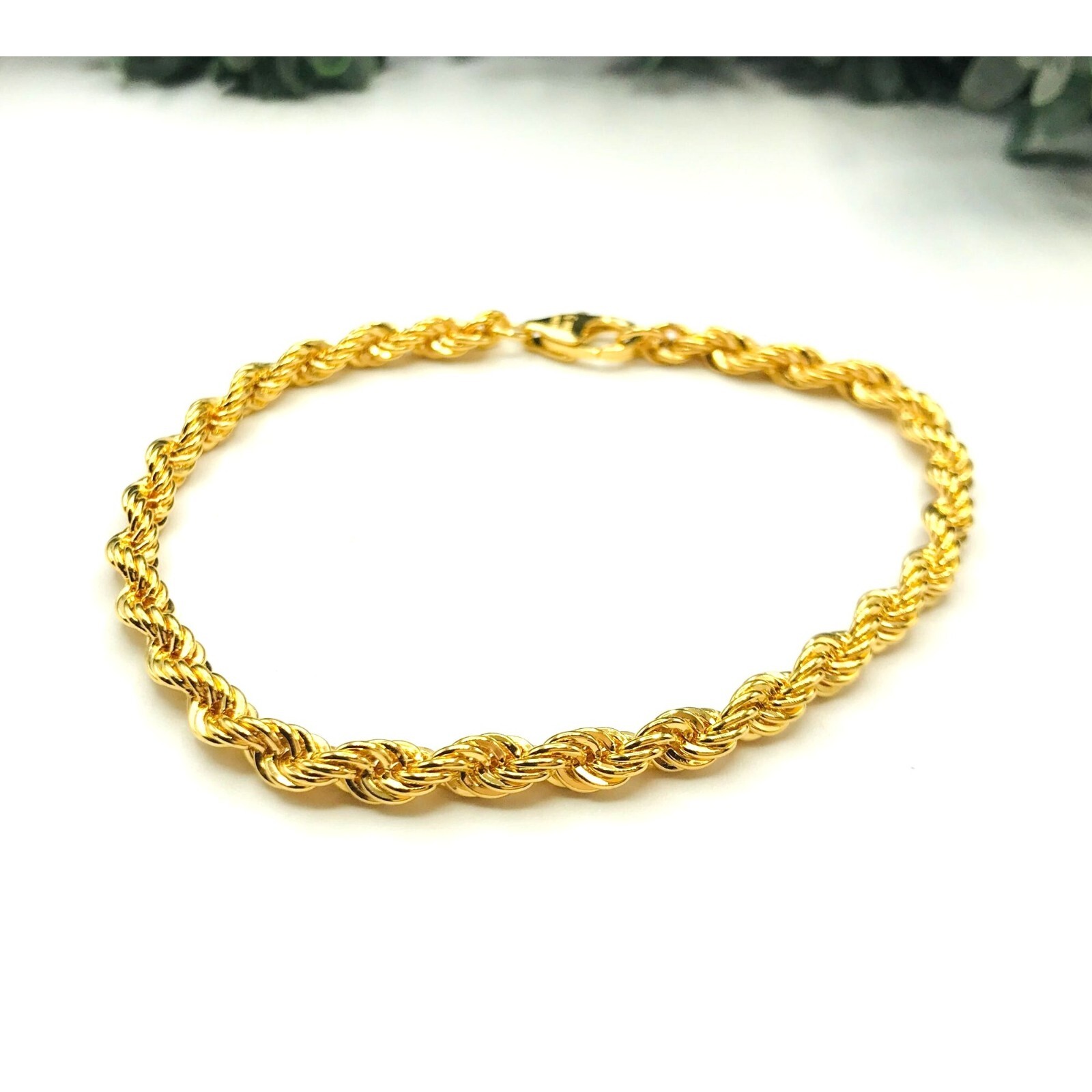 Gold-Tone Braided Chain Bracelet 7 Inch Length-image