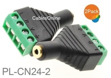 2-Pack 2.5mm TRRS 4-Pole Female Jack to 4-Screw Terminal Block Balun Connector