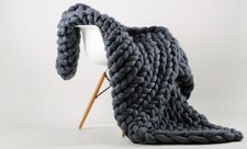 LUXURY FAUX WOOL CHUNKY CABLE KNIT HAND-WOVEN SOFA BED CHAIR BLANKET THROW