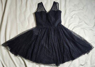Milly Lace Sleeveless Dress Size 4 Black V Neckline Fit And Flare Net Cocktail