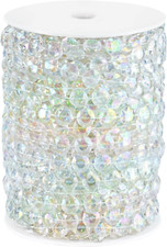 99FT Acrylic Crystal Garland, Iridescent Shimmer Diamond-Shaped Crystal Bead Str