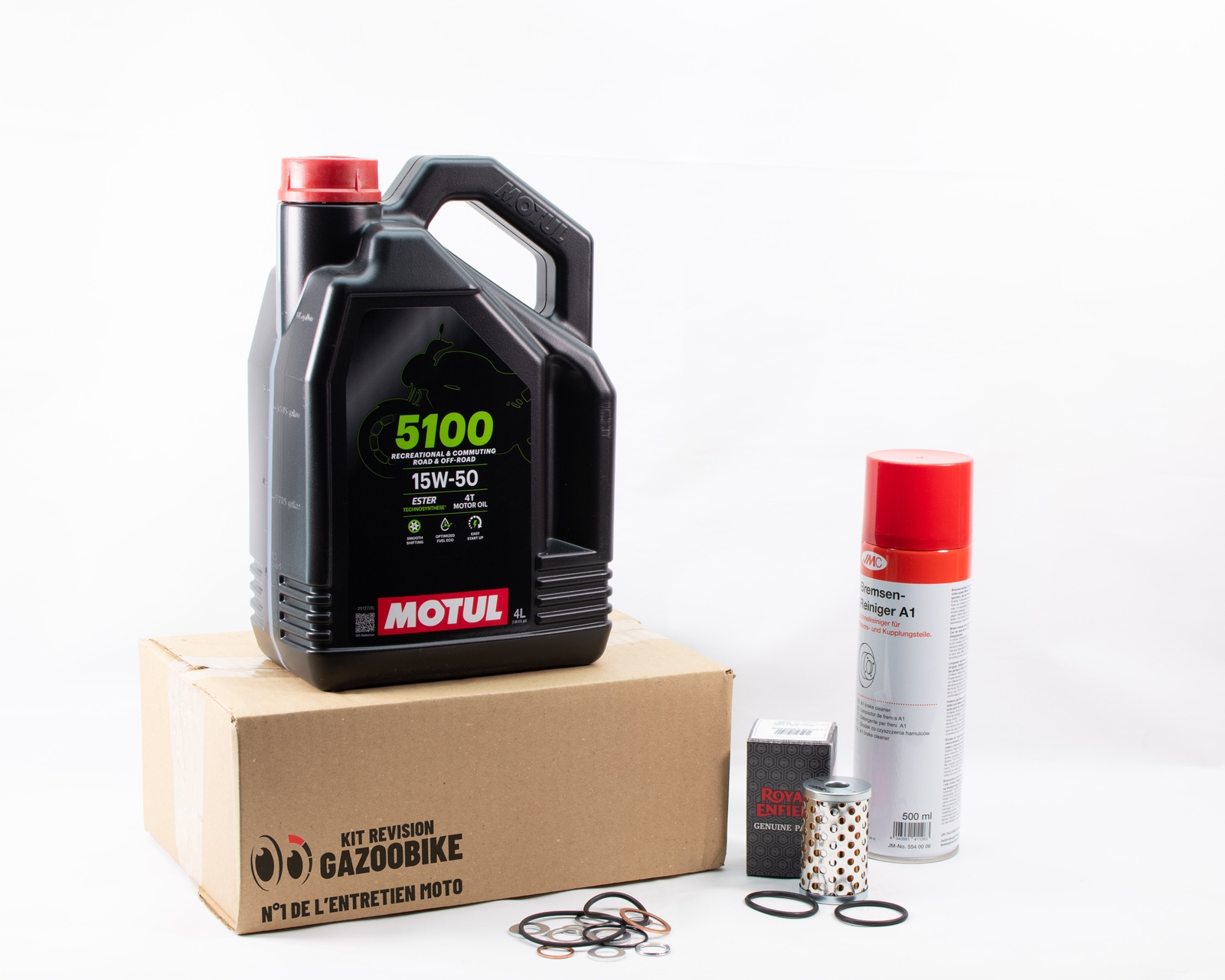 Kit Vidange Motul 5100 pour Royal Enfield Bullet Trials 500 2020 avec Filtre et Joints