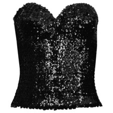 LA PERLA Sequin Corset Black Burlesque Bustier Top La Perla Size 2