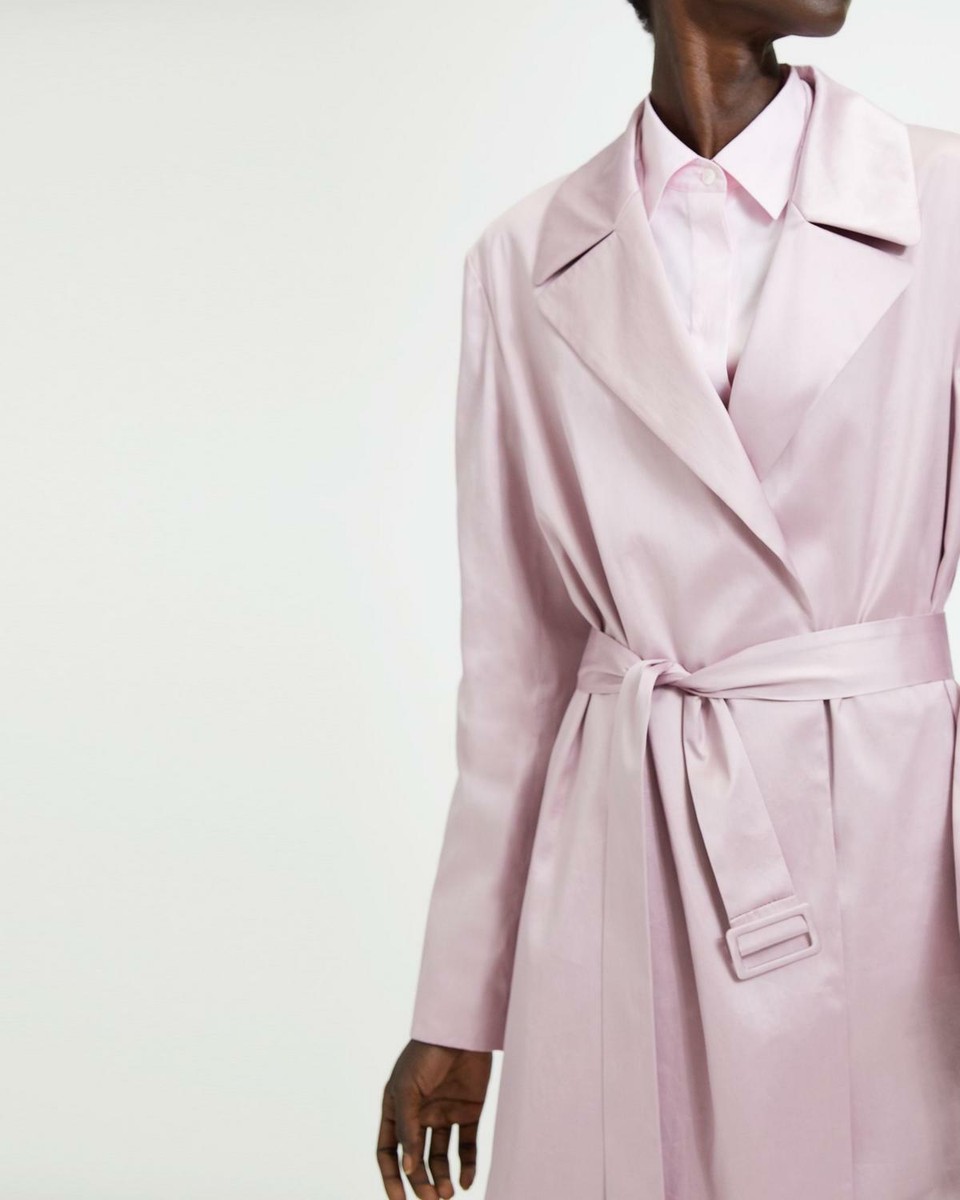 Theory ピンク ロングコート S Theory Pink Belted Clean Trench Coat Jacket Lilac Medium MSRP