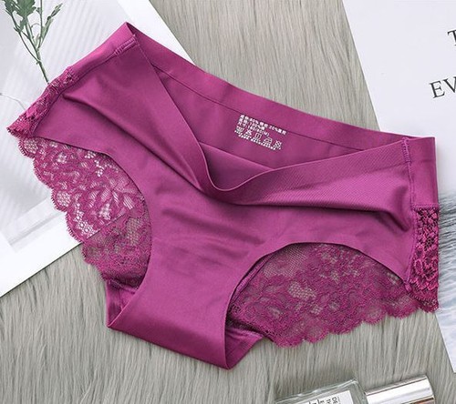 Women Seamless Underwear Sexy Lace Lingeries Knickers Ice Silk Panties Briefs - Picture 15 of 23