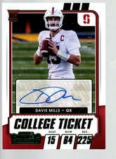2021 Panini Contenders Draft Picks Game Ticket Green #308 Davis Mills Autograph