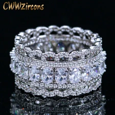 CWWZircons Fashion Oval CZ Wide Circle Women Wedding Party Engagement Rings 