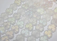 12 beads - Matte Crystal AB Czech Glass Maple Leaf Beads 11x12mm
