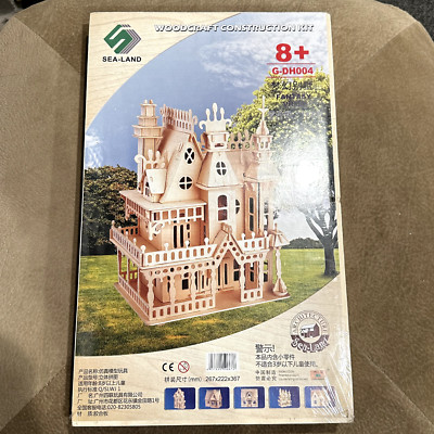 3D Puzzle Fantasy Villa Dollhouse Set Wood Craft Construction Model Kit ...