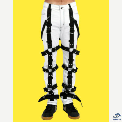 Gothic Pant white With Black Stripes 100% Cotton Punk Rock Dead Threads Trouser