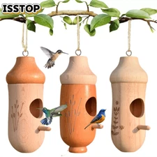 Hummingbird House Wooden Hand Craft Ornament Outdoor Garden Patio Hanging Decor