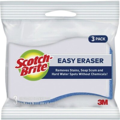 (16-3pk)-3M Scotch-Brite Soap Scum Eraser Cleansing Pad, Cleans W/O Soap 833