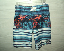 Laguna Swim Shorts Trunks Boy's Size S 8 Waist Drawstring Blue, White, Orange