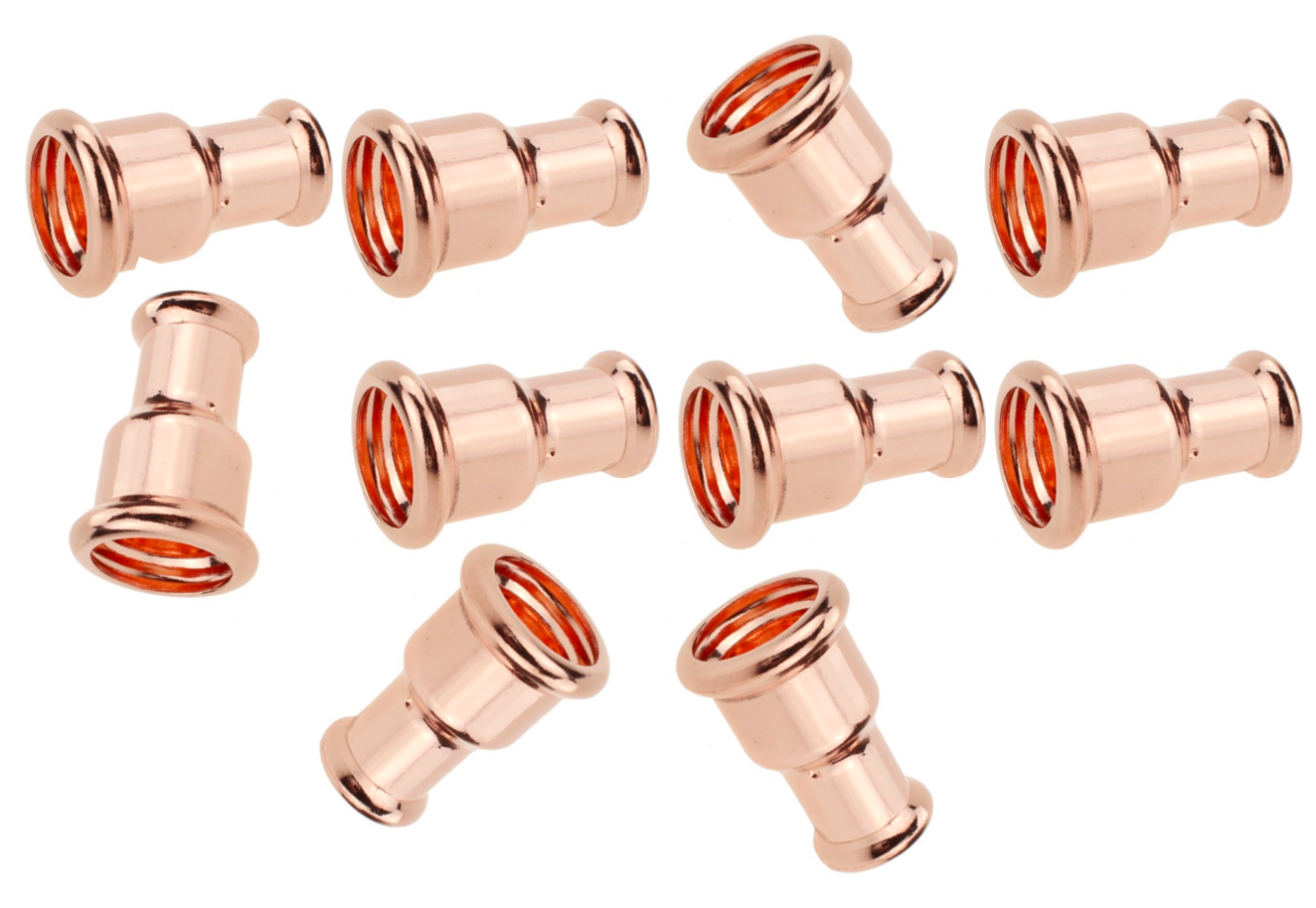 Pack of 10x COPPER PRESS FIT 22 x 15mm Reducing Couplers M-Profile WRAS Approved