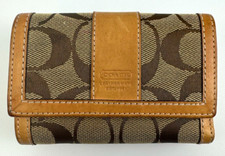 Vintage Coach Leatherware Signature Wallet 5" X 3" Brown Tri-fold FREE SHIPPING