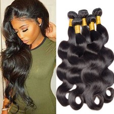 400g Soft 4 Bundles Peruvian Virgin Human Hair Extensions Weave Body Wave US019