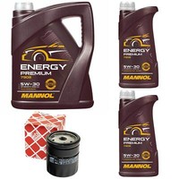 MotoröL Set Mannol Energy Premium 5W-30 7 Liter + ÖLfilter FüR Opel Frontera B