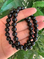 Grade A Black Tourmaline Crystal Bead Bracelet 8mm, Genuine Gemstone Bracelet