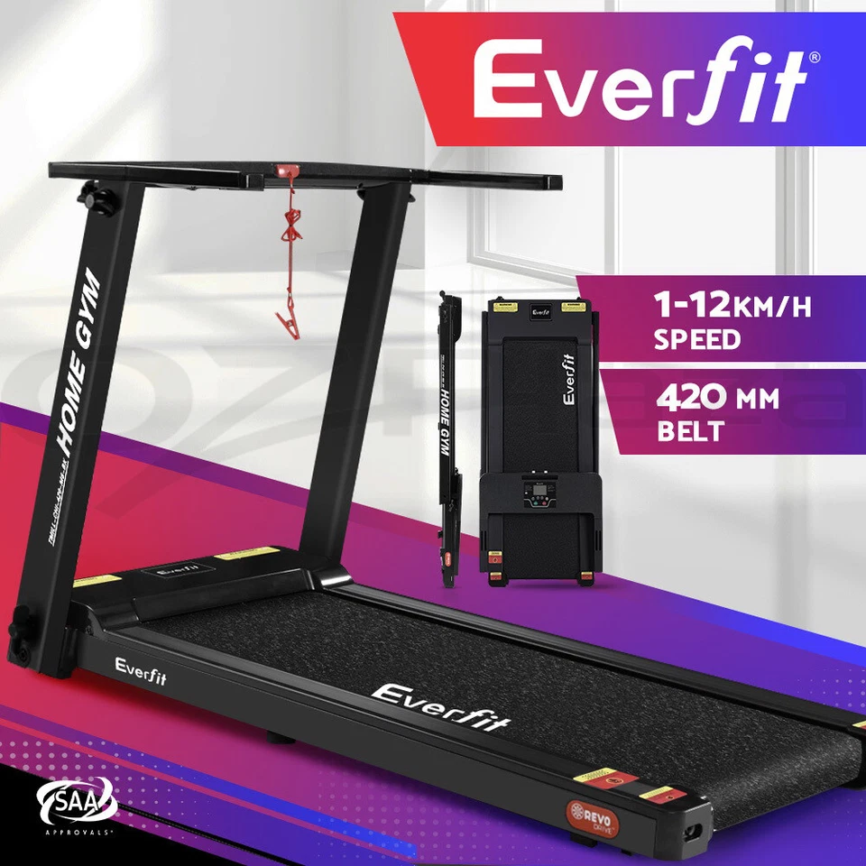 Everfit Treadmill Electric Home Gym Fitness Exercise Fully Foldable 420mm Black