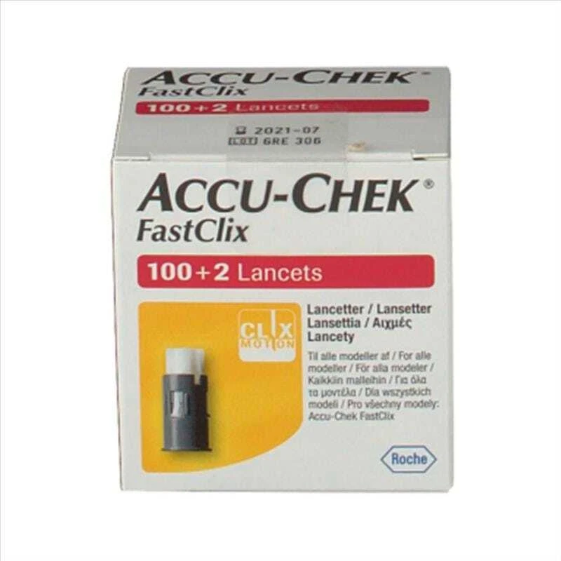 Accu-chek- Fastclix Lancette Pungidito Per Tutti I Modelli, 100 + 2 Pezzi