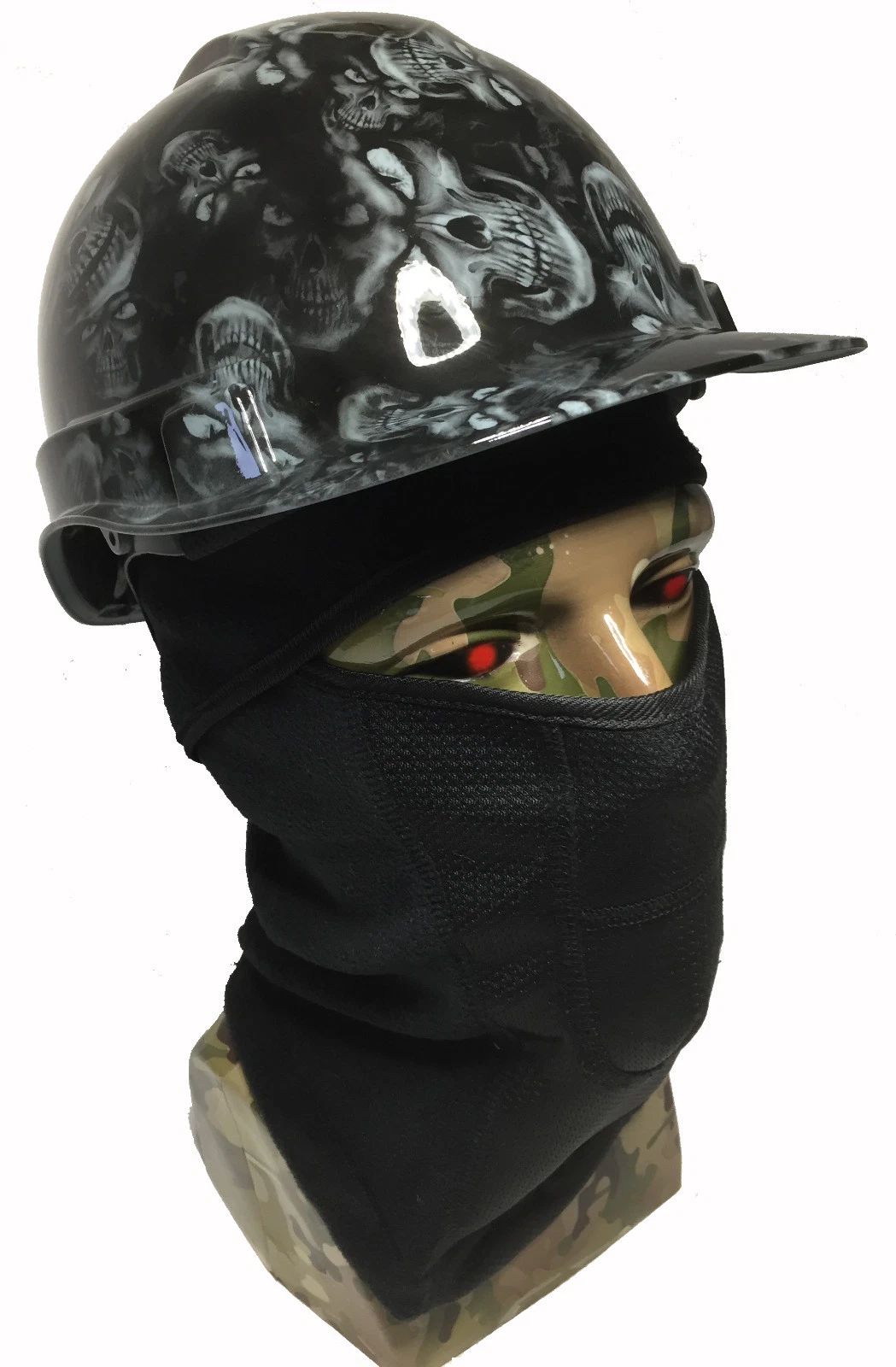 Hydro Dipped Hard Hat Slate Grey Hades Skulls and Balaclava Ski Mask