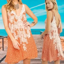 NEW Free People Morning Sun Slip Mini Dress Cayenne Combo Size Medium NWT Lace