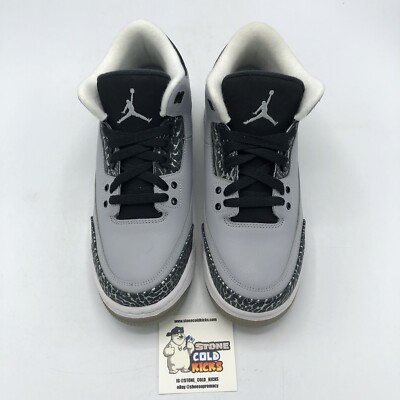 NIKE AIR JORDAN 3 III RETRO SZ 7Y WOLF GREY METALLIC SILVER BLACK