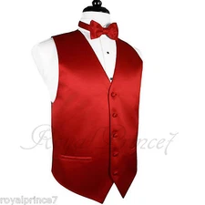 FIRE RED Tuxedo Suit Vest Waistcoat and BUTTERFLY Bow tie Prom Wedding Party 10F