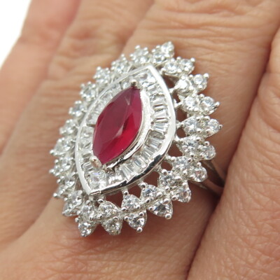 925 Sterling Silver White & Pink Multi-C Z Ring Size 7.25 | eBay