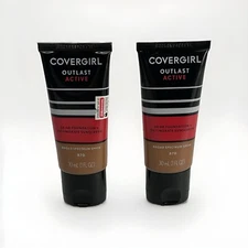 2 PACK Covergirl Outlast Active 24 HR Foundation + SPF20 870 Toasted Almond NWOB