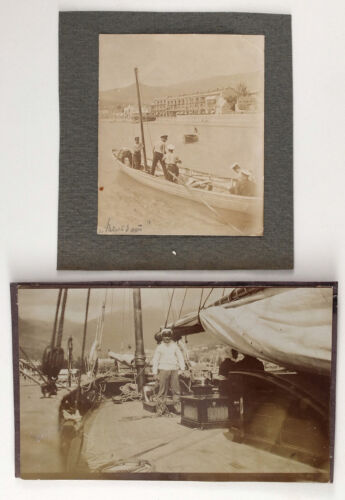 1900s Imperial Russian Sailors on Yacht Whaleboat Sailing 2 Antique real photos - Picture 3 of 3