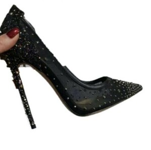 black mesh court shoes