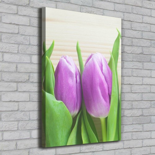 Tableau Toile Unique, Paysage De Tulipes Roses, Imprimé Giclée, Fait Main UK