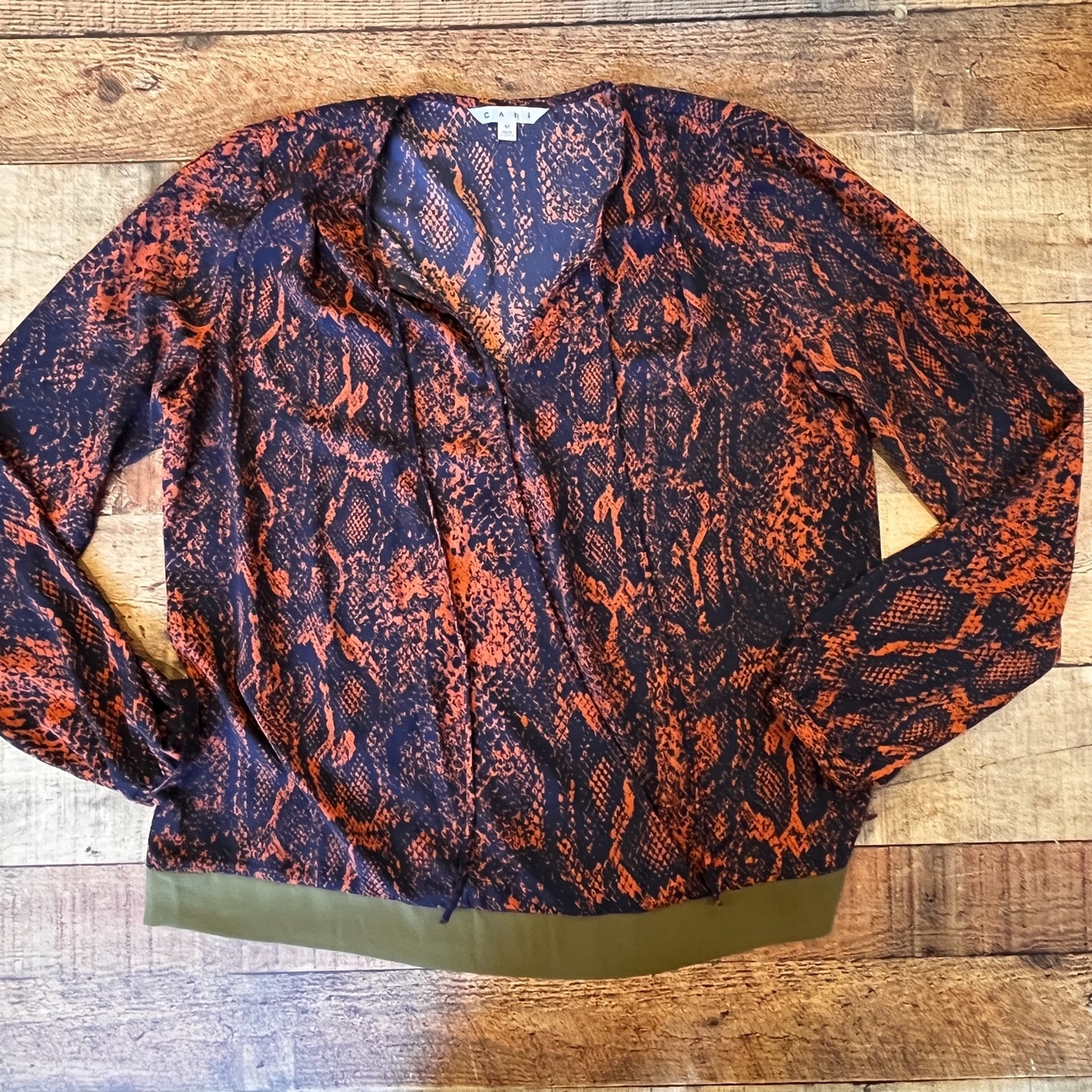 CAbi Navy Red Python Snakeskin Blouse #101 Medium… - image 7