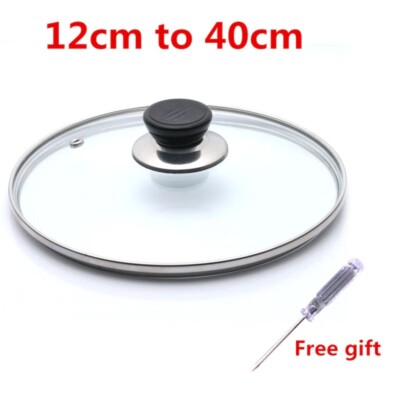 Cookware Aluminium Fry Pan Dome Cover Extra Large Silver Metallic Pyrex Glass